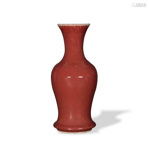 Chinese Red Glazed Vase, 19th Century