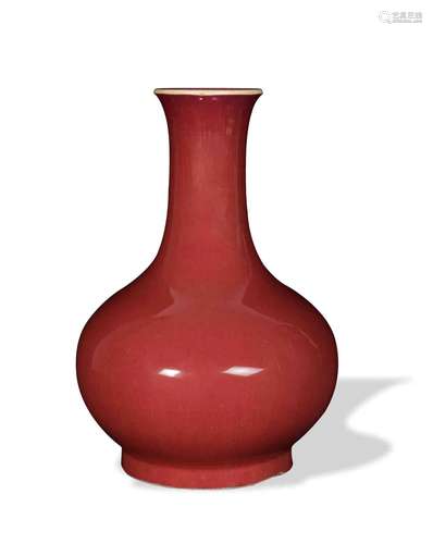 Chinese Red-Glazed Tianqiu Vase, 19th Century