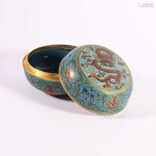 A Cloisonne Enamel Dragon Box and Cover