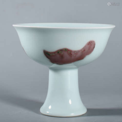 A Copper Red Glaze Carp Stem Bowl