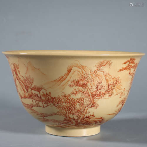 A Aubergine Glaze Landscape Bowl
