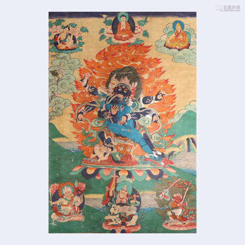 A Tibetan Style Painted Thangka of Buddha