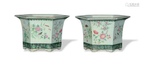 Pair of Chinese Famille Rose Jardinieres, Late 19th