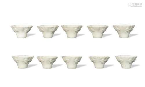 Set of 10 Chinese Dehua Cups, 18th Century