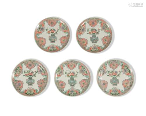 5 Chinese Wucai Plates, 19th Century