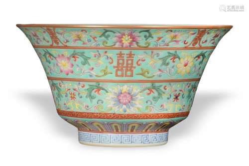 Chinese Turquoise Famille Rose Bowl, 19th Century