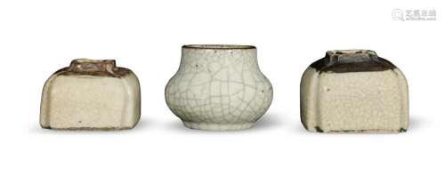 3 Chinese Ge Glazed Water Coupes, 18/19th Century