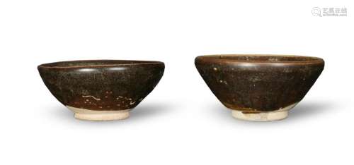 Two Chinese Black Glazed Tea Bowl, Song Dynasty