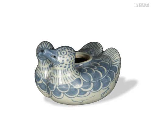 Chinese Blue and White Ducks-Shaped Water Coupe, Ming
