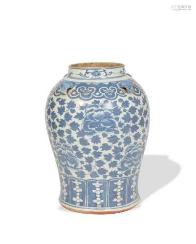 Chinese Blue and White General Jar, Early 19th Century