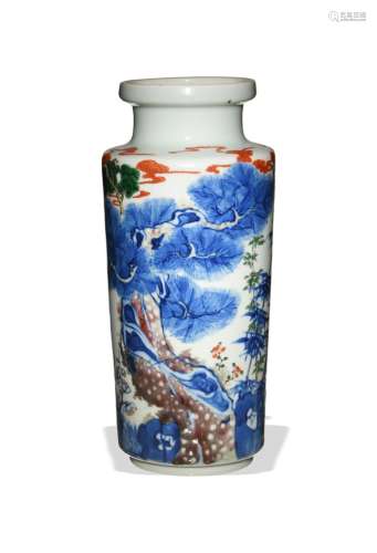Chinese Underglazed Blue and Red Vase, Late 19th