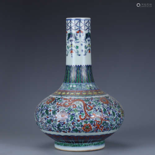 A Doucai Glaze Chilong Bottle Vase