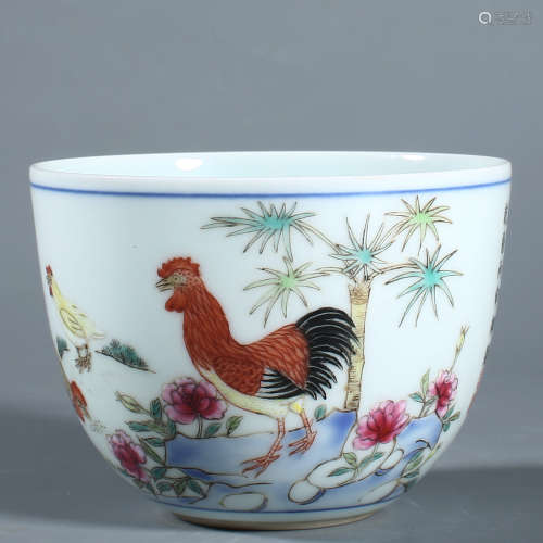 A Famille Rose Rooster Cup