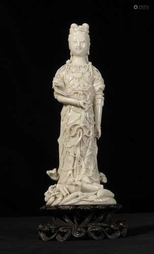 Chinese Blanc de Chine Guanyin Statue, 19th Century