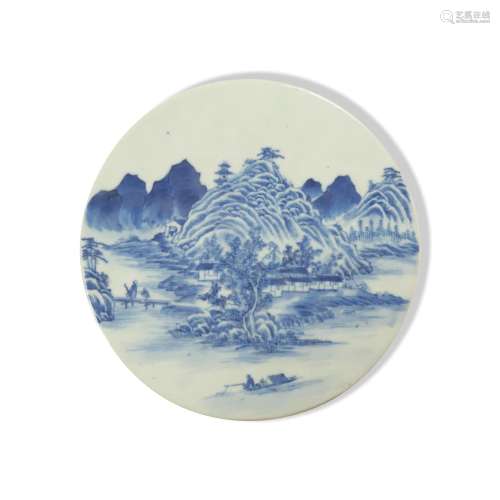 Chinese Blue and White Porcelain Plaque, Early 19th