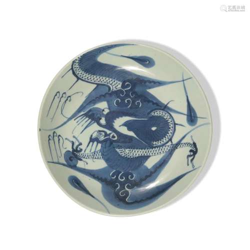 Chinese Blue and White Dragon Plate, Yongzheng