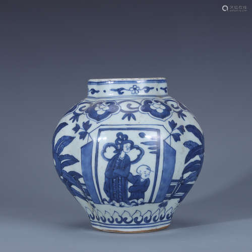 A Blue and White Figure Jar