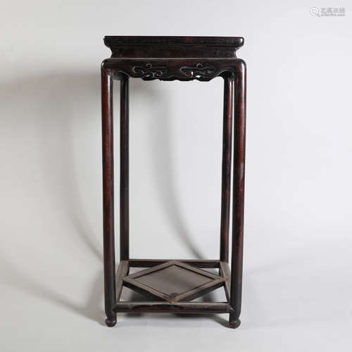 A Chinese Rosewood Flower Corner Table