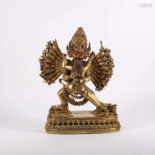 A Gilt Bronze Figure of Yamantaka