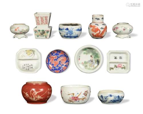 12 Chinese Porcelain Scholar Objects, 18/19th Century