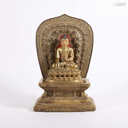 A Gilt Bronze Figure of Shakyamuni