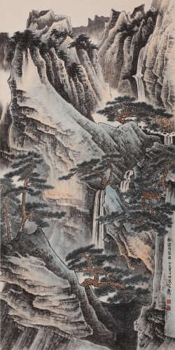 A Chinese Landscape Painting Paper Scroll, Xie Zhi