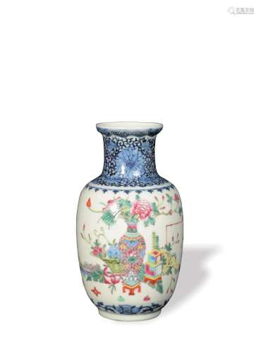 Chinese Blue and White Enameled Vase, Republic