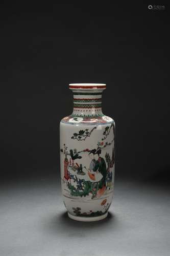 Contrasting Colored Vase with Figure Patterns, Qing Dynasty