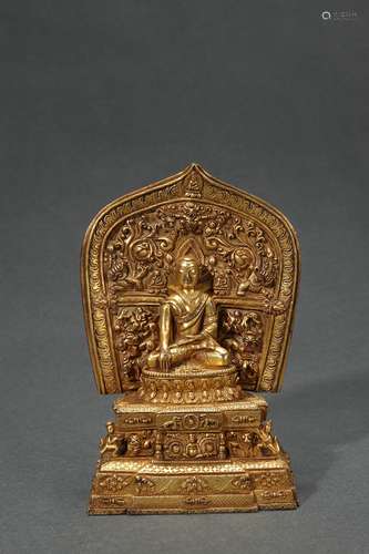 Gilt Copper Statue of Buddha with Back Light