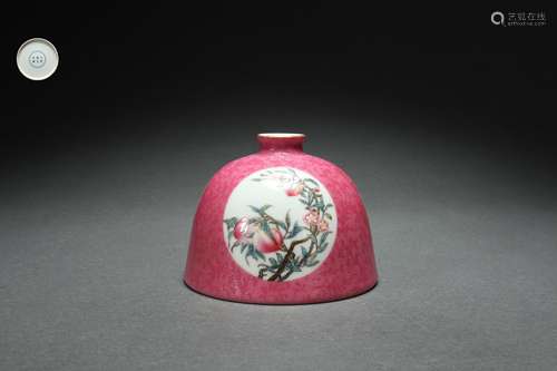 Carmine Glazed Taibai Zun-vase with Famille Rose Design and ...