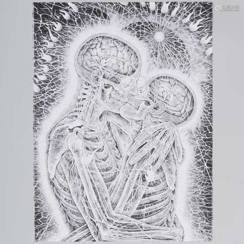 Alex Grey (b. 1953): Kissing