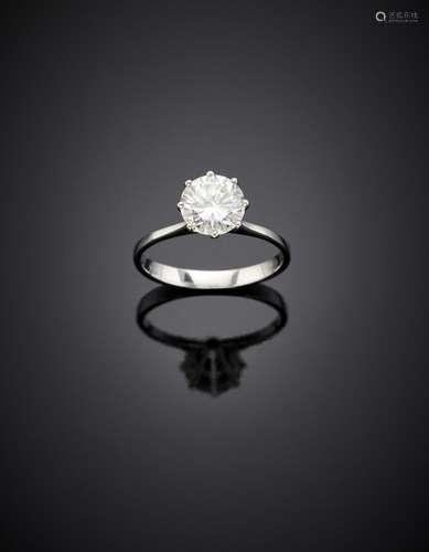 Round ct. 1.30 circa diamond white gold ring, g 2.02 circa s...