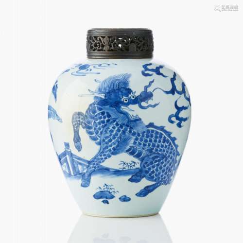 A Chinese Blue and White ‘Transitional’ Jar
