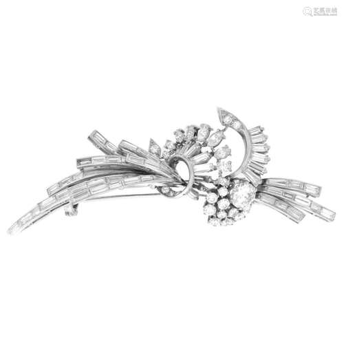 Diamond and Platinum Brooch