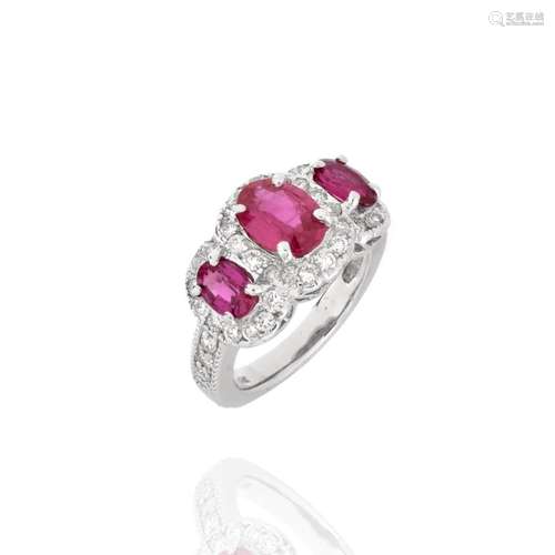 Ruby, Diamond and 14K Ring