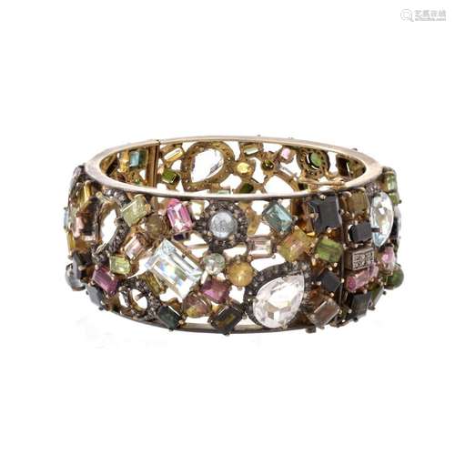 Gemstone and Vermeil Bangle Bracelet