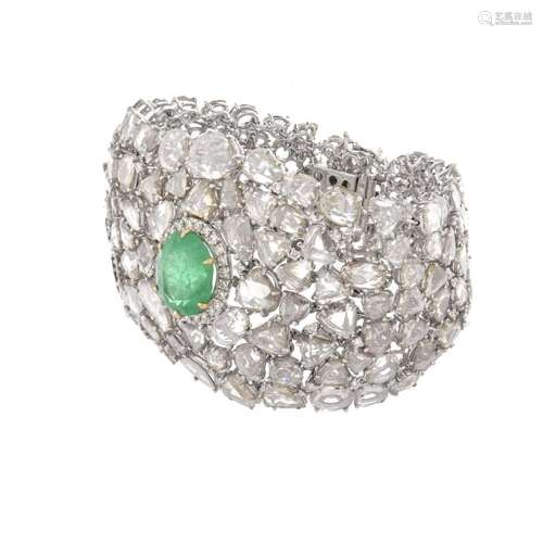 Diamond, Emerald and 18K Bracelet