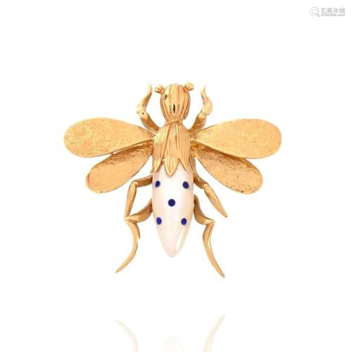 14K and MOP Bee Brooch