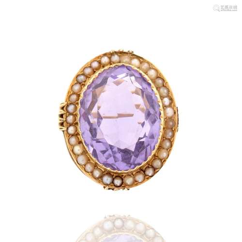 Amethyst, Pearl and 14K Ring