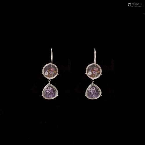 Gemstone and Silver Earrings