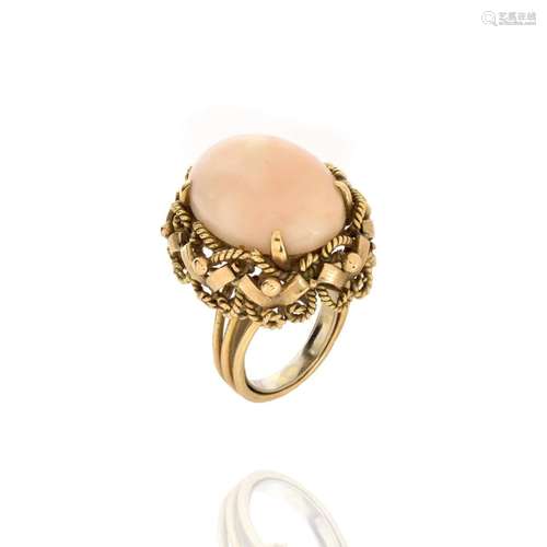 Coral and 14K Ring