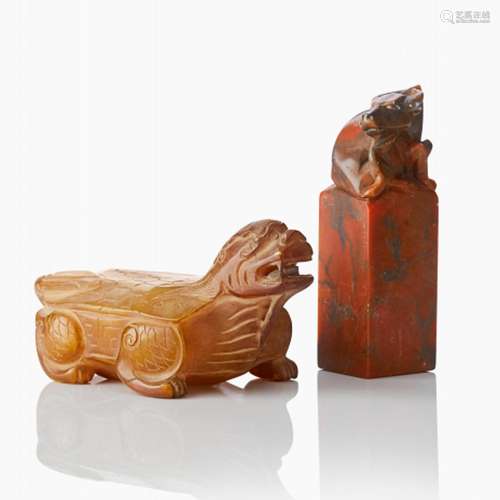 A Soapstone Tortoise and Seal