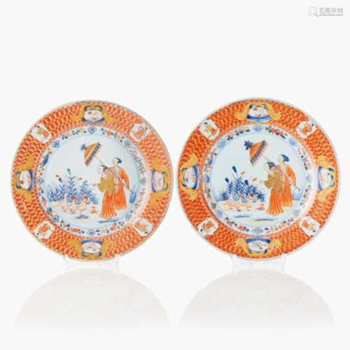 A Pair of Pronk ‘Dame au Parasol’ Plates