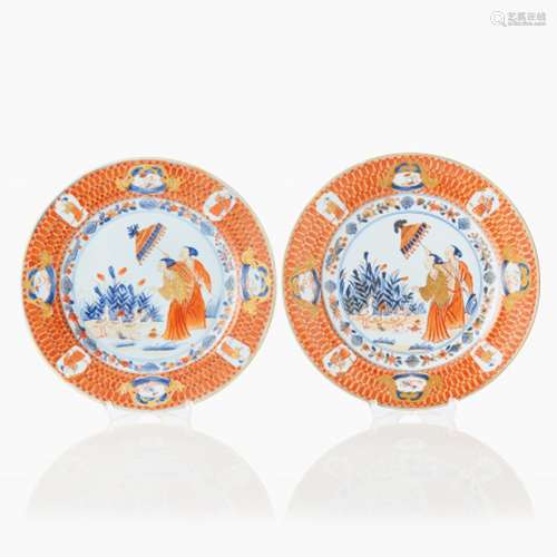 A Pair of Pronk ‘Dame au Parasol’ Plates