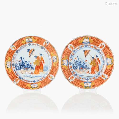 A Pair of Pronk ‘Dame au Parasol’ Plates