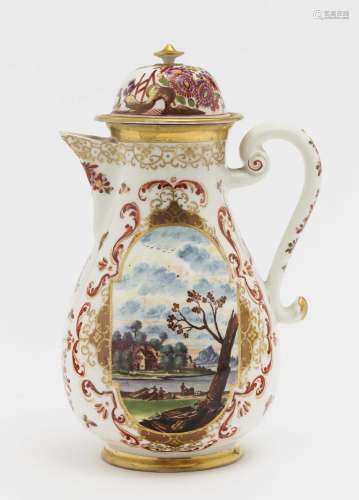 A coffee pot - Meissen, circa 1723, painting attributed to J...
