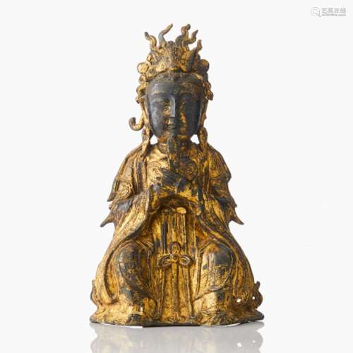 A Chinese Gilt Bronze Figure of Xiwangmu
