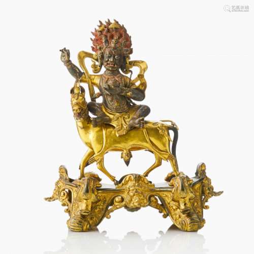 A Tibeto-Chinese /Mongolian Gilt and Cold Silvered Bronze Fi...