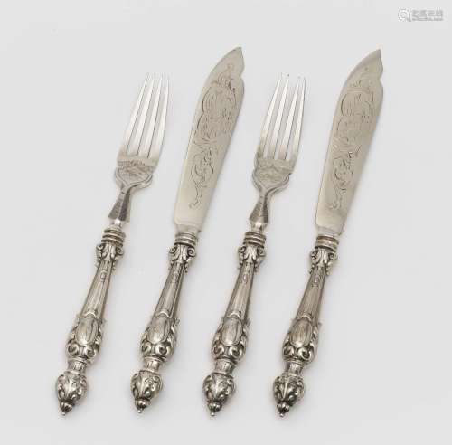 A 12-piece set of fish knives and forks - Probably Russia, l...