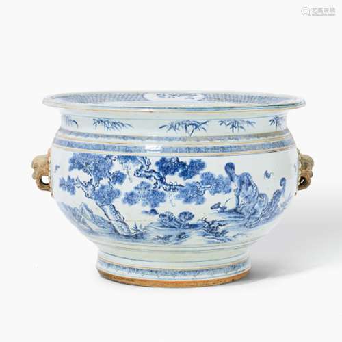 A Rare and Imposing Chinese Blue and White Fish Bowl